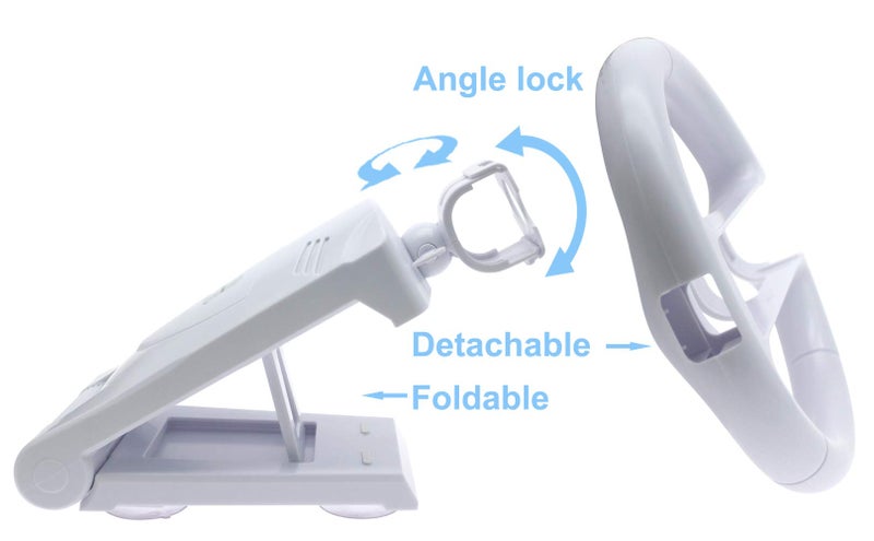 OSTENT Multi-angle Racing Game Steering Wheel Stand for Nintendo Wii Console Controller Color White - Image 5